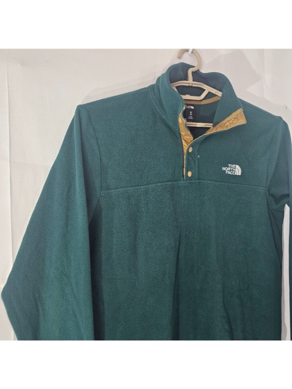 North Face Fleece Sweatshirt Mens M Green 1/4 Button Pullover Sweater Outdoor - Picture 3 of 11